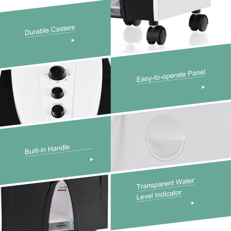 Enfriador de Aire Evaporativo Portátil 3-en-1 - Ventilador, Humidificador, Deshumidificador