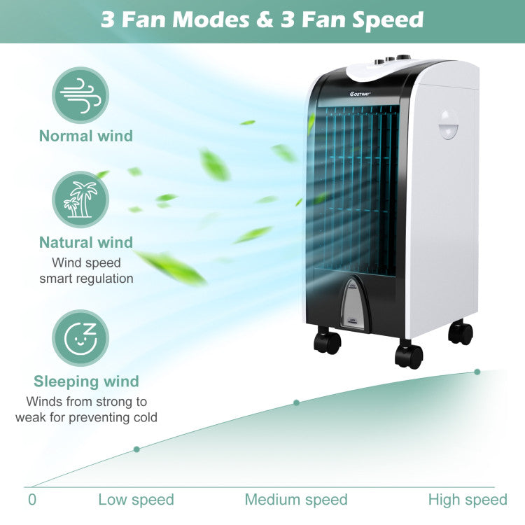 Enfriador de Aire Evaporativo Portátil 3-en-1 - Ventilador, Humidificador, Deshumidificador
