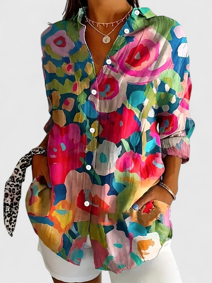 Blusa Mujer Estampada De Tela Suave Con Ajuste Cómodo Para Uso Diario Y Elegante 4