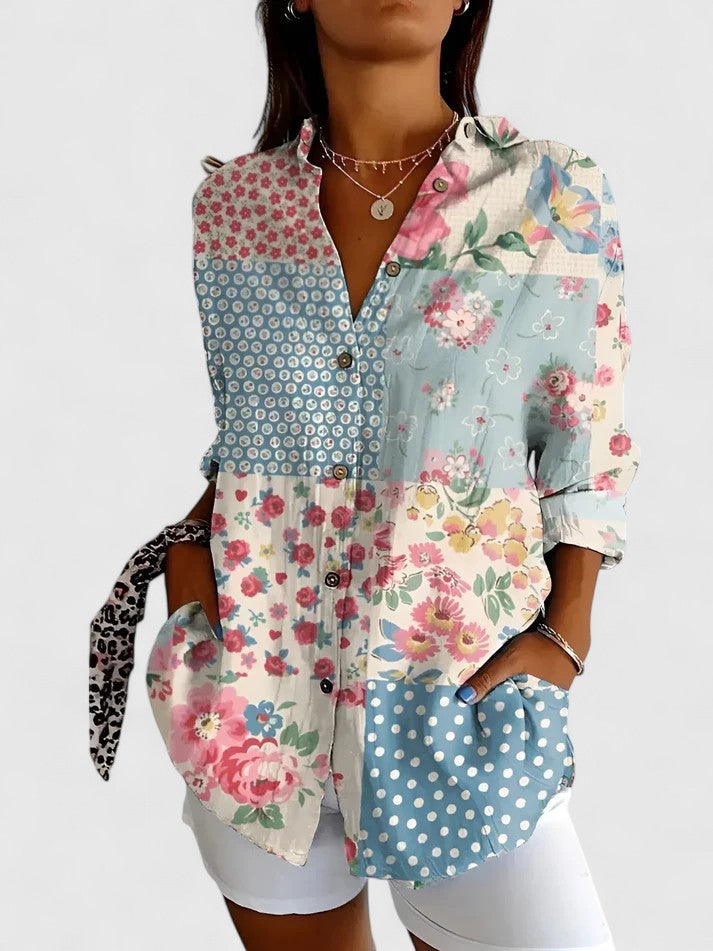 Blusa Mujer Floral De Tejido Suave Con Ajuste Favorable Y Estilo Versátil 1