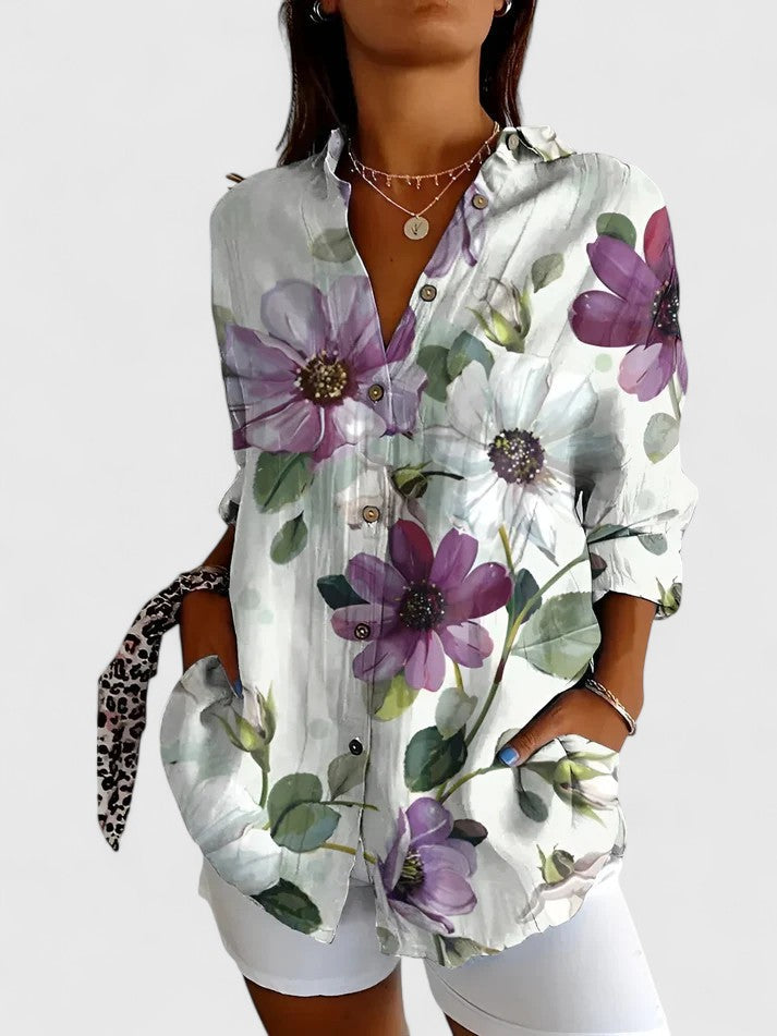 Blusa Mujer Floral De Tejido Suave Con Ajuste Favorable Y Estilo Versátil 3