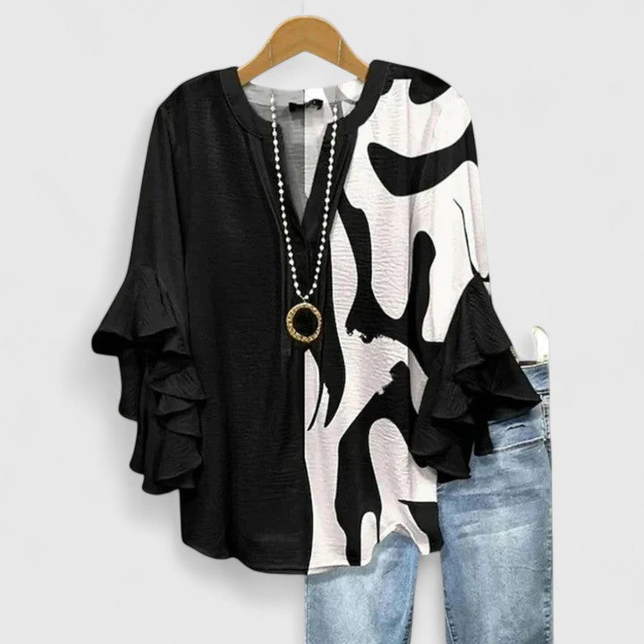 Blusa Mujer Ligera Floral con Mangas Volantes y Diseño Transpirable Casual 4