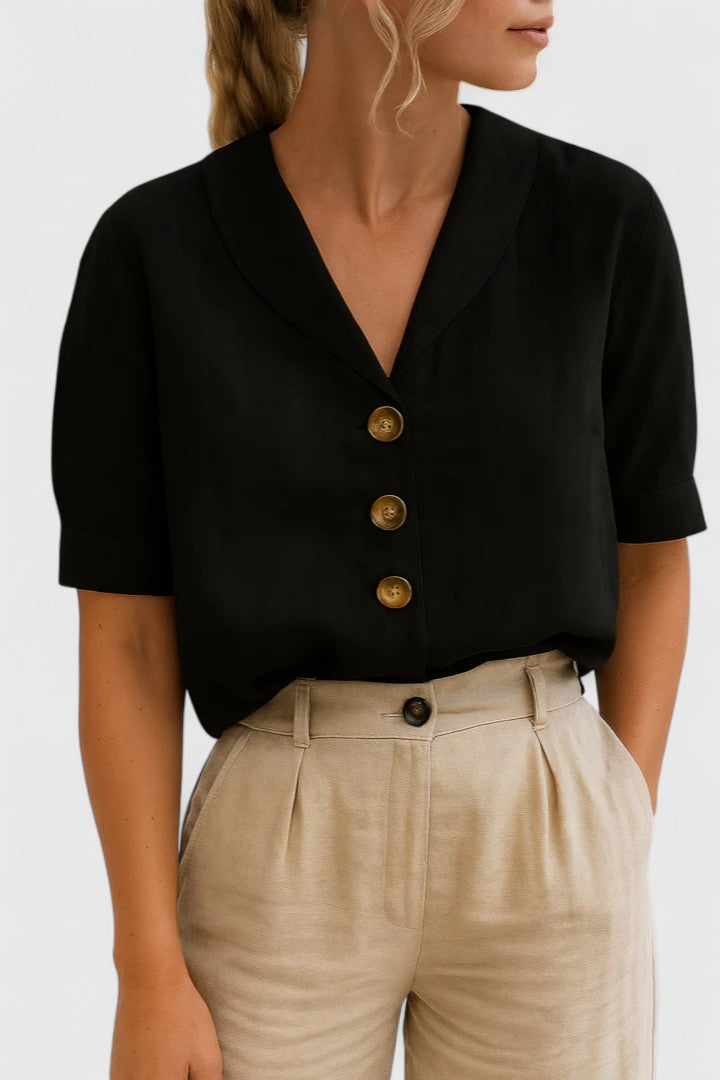 Blusa Mujer Ligera Transpirable Con Botones Diseño Elegante Para Primavera Verano 3