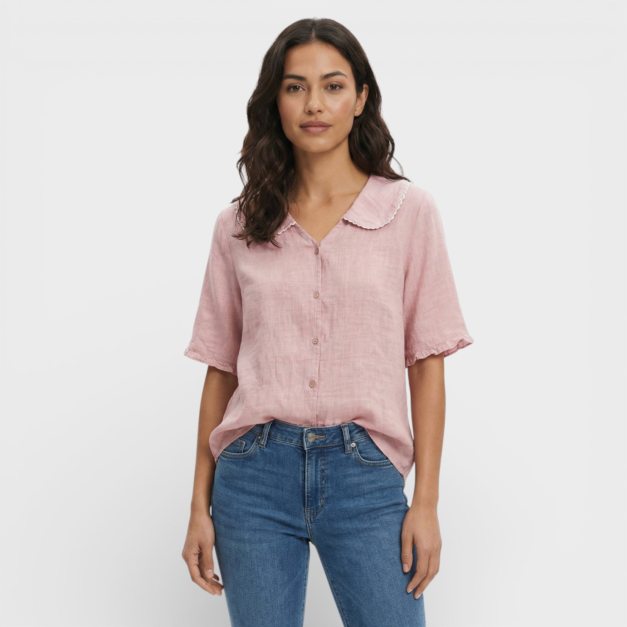 Blusa Mujer Ligera Transpirable Cuello Ondulado Estilo Casual 7