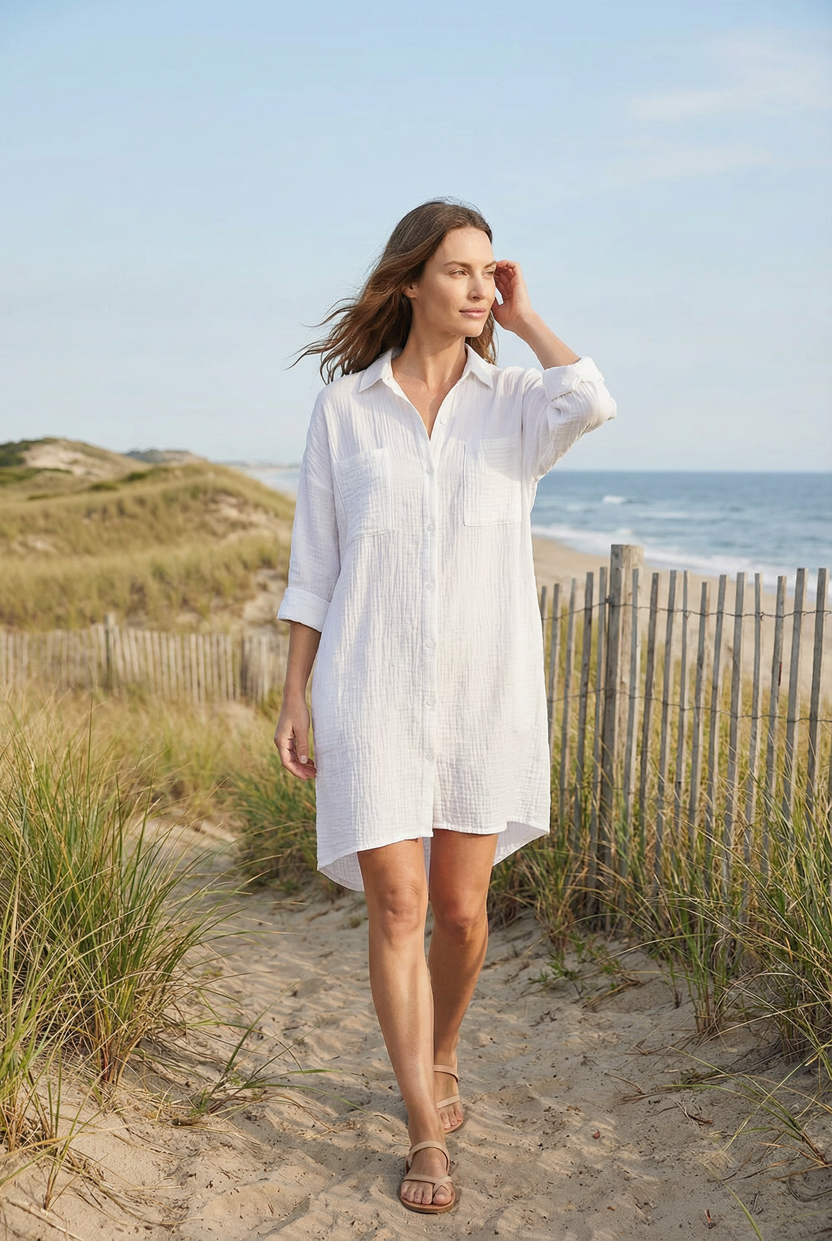 Blusa Mujer Lino Ligero Transpirable Diseño Clásico Elegante 2
