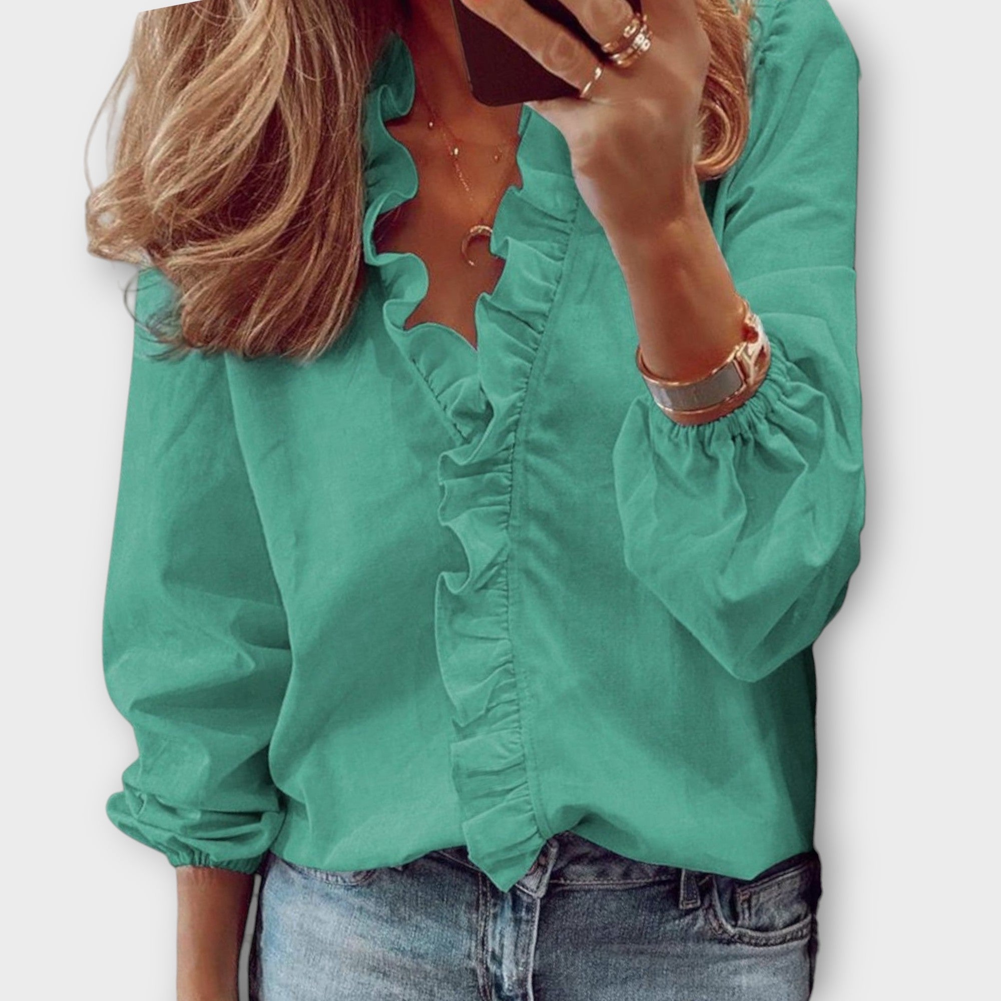Blusa Mujer Poliéster Con Volantes Elegante Casual 2