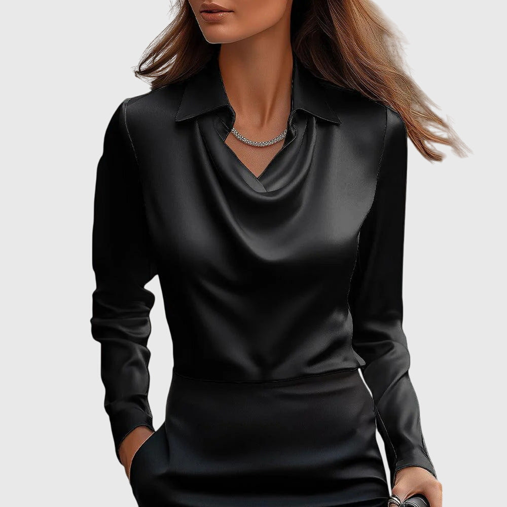 Blusa Mujer Poliéster Escote Plisado Ajuste Fluido Elegante 2
