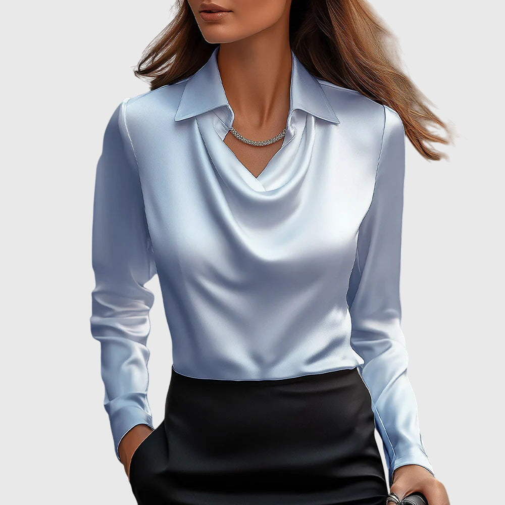 Blusa Mujer Poliéster Escote Plisado Ajuste Fluido Elegante 3