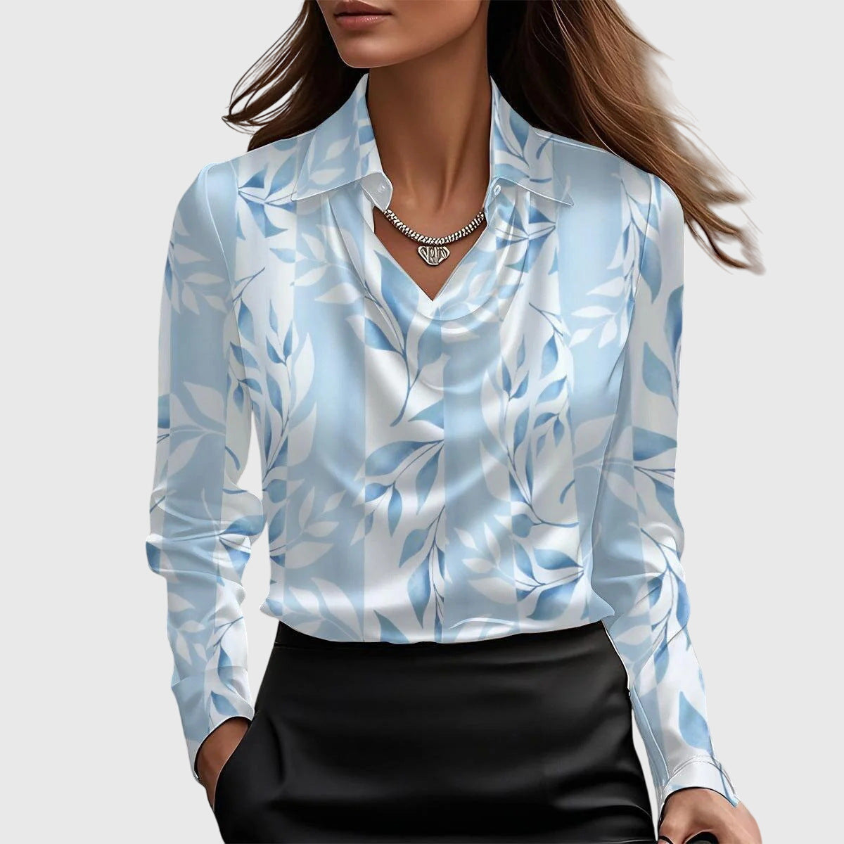 Blusa Mujer Poliéster Escote Plisado Ajuste Fluido Elegante 4