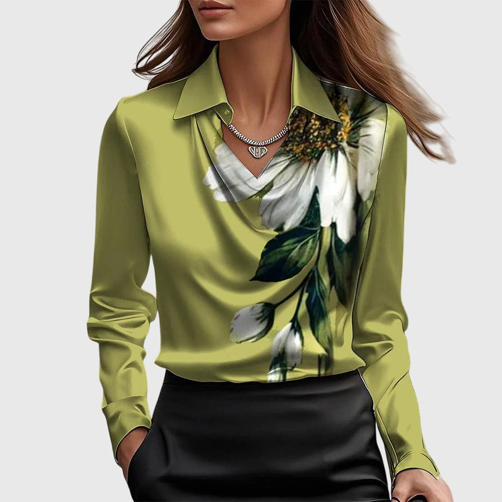 Blusa Mujer Poliéster Escote Plisado Ajuste Fluido Elegante 6