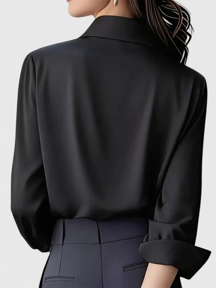 Blusa Mujer Poliéster Manga Larga Cuello Estructurado Ajuste Relajado 3