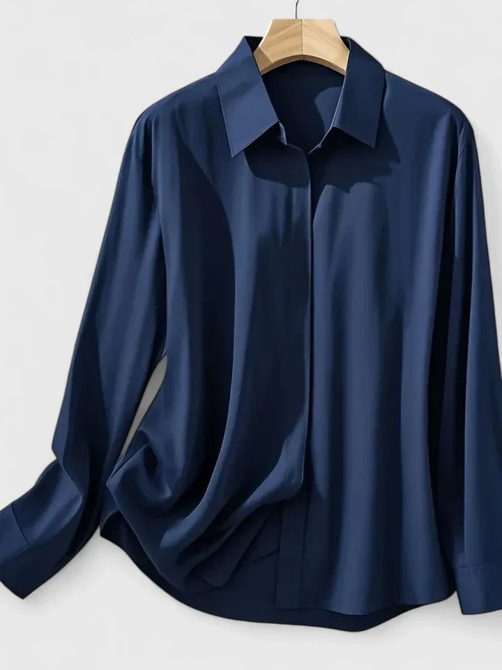 Blusa Mujer Poliéster Manga Larga Cuello Estructurado Ajuste Relajado 4