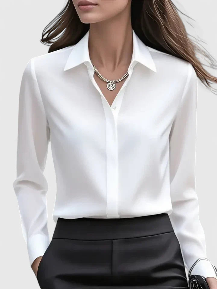 Blusa Mujer Poliéster Manga Larga Cuello Estructurado Ajuste Relajado 5