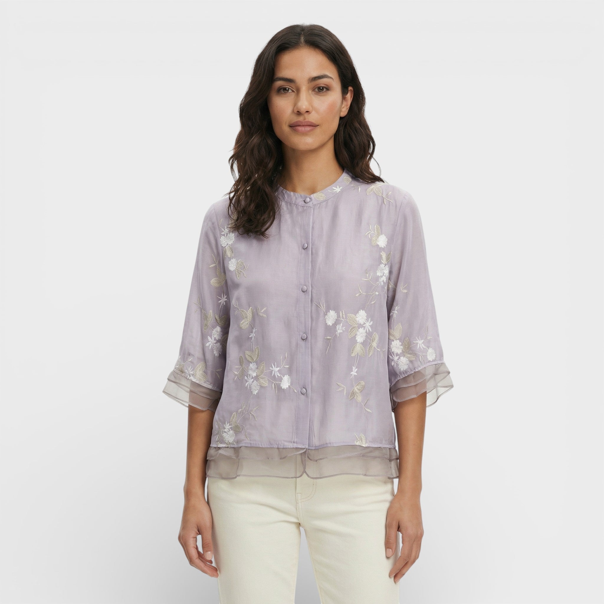 Blusa Mujer Tejido Suave Bordado Floral Corte Relajado Elegante 5