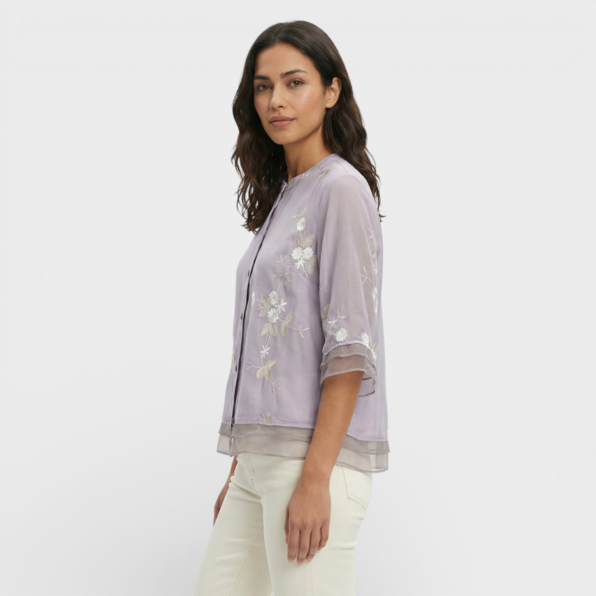 Blusa Mujer Tejido Suave Bordado Floral Corte Relajado Elegante 6