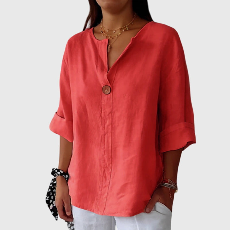Blusa Mujer Viscosa Escote en V Diseño Elegante Versátil 2