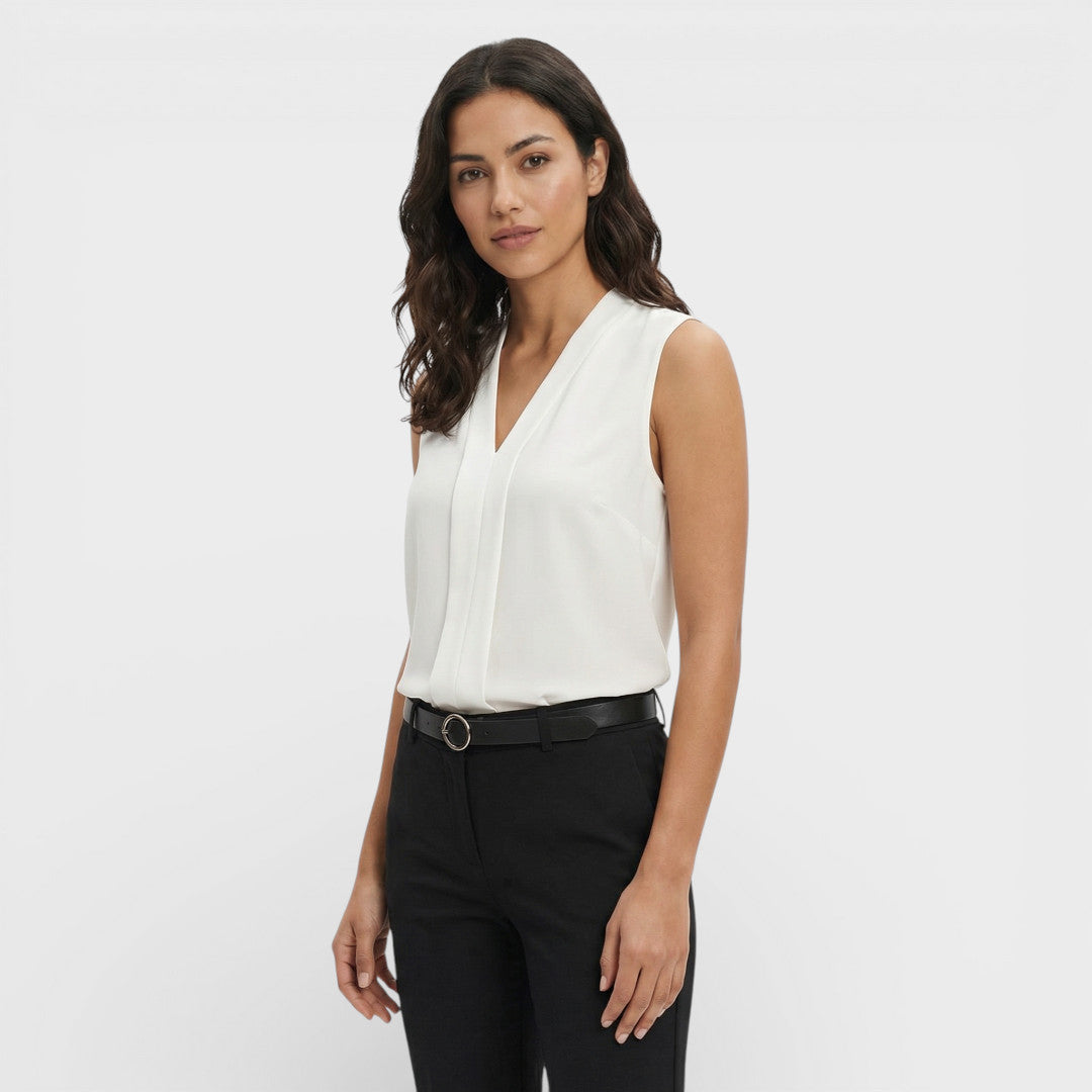 Blusa Mujer Viscosa Sin Mangas Escote en V Corte Holgado Elegante 1