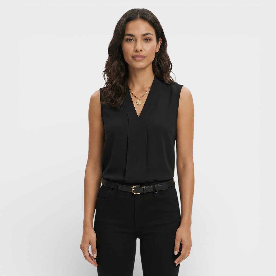 Blusa Mujer Viscosa Sin Mangas Escote en V Corte Holgado Elegante 3