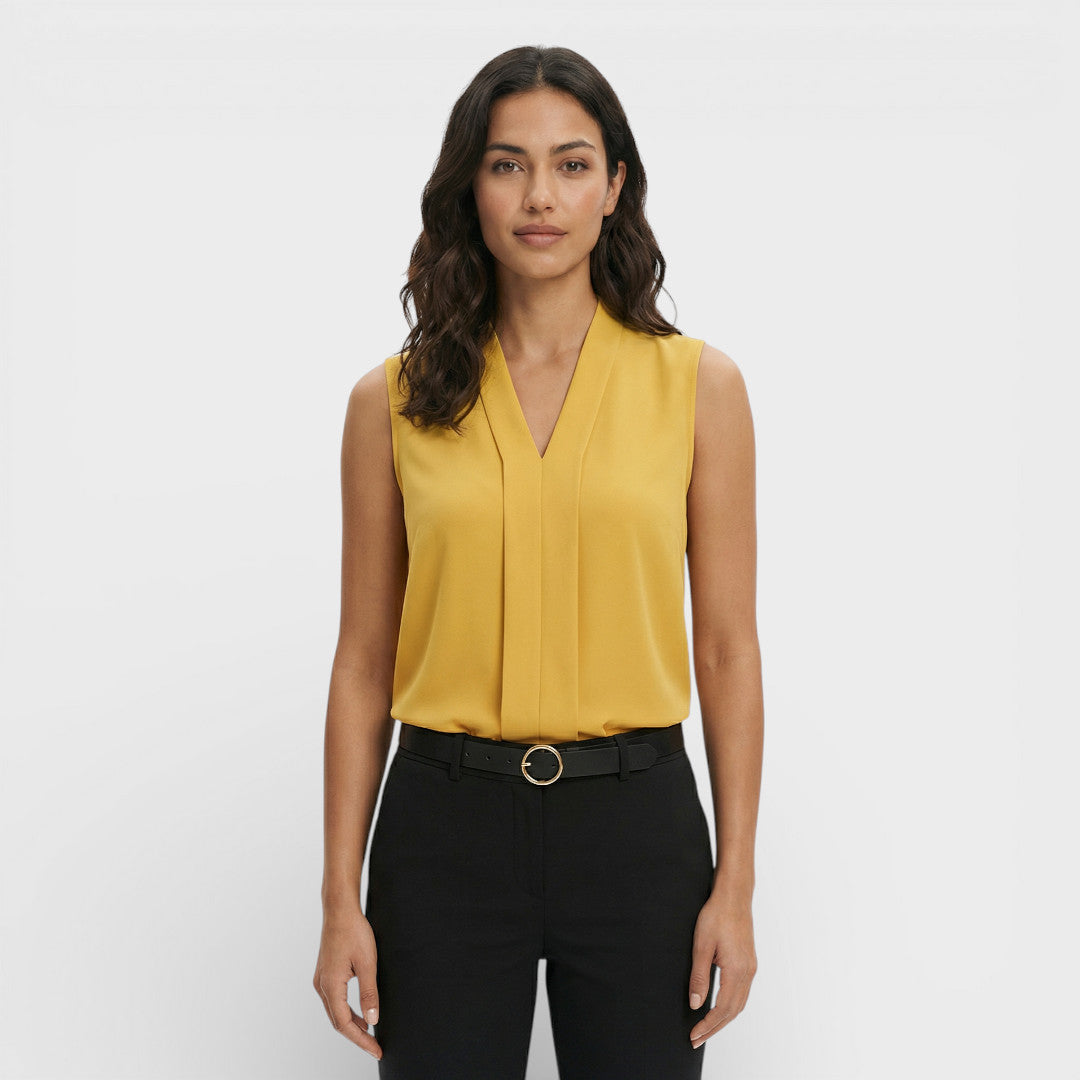 Blusa Mujer Viscosa Sin Mangas Escote en V Corte Holgado Elegante 4