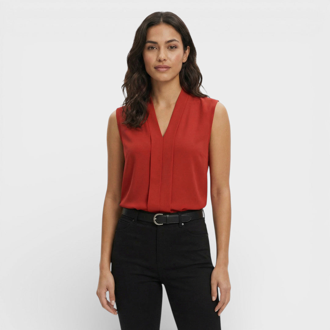 Blusa Mujer Viscosa Sin Mangas Escote en V Corte Holgado Elegante 5