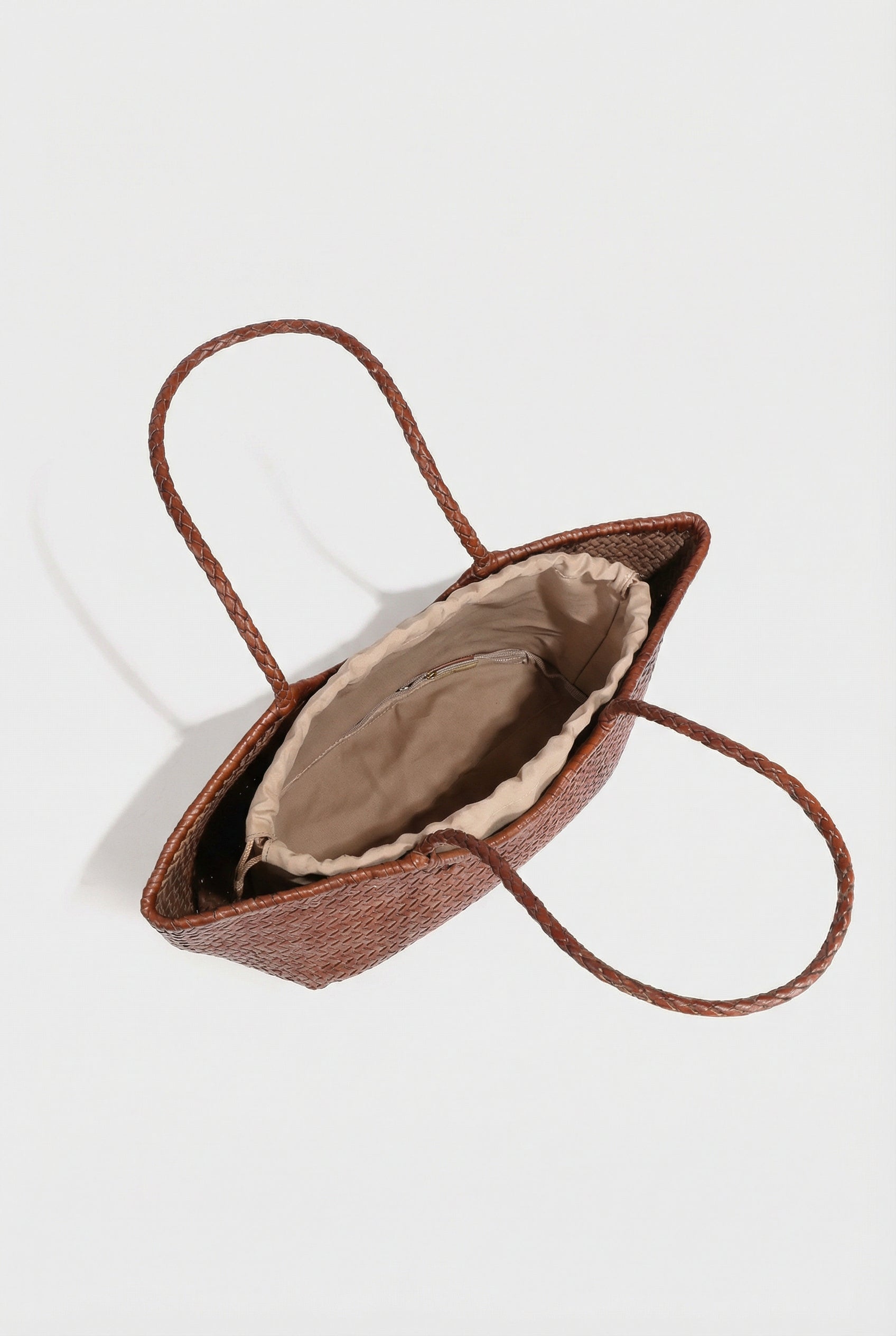Bolso Tote Mujer Cuero Tejido Espacioso Con Asas Dobles 3