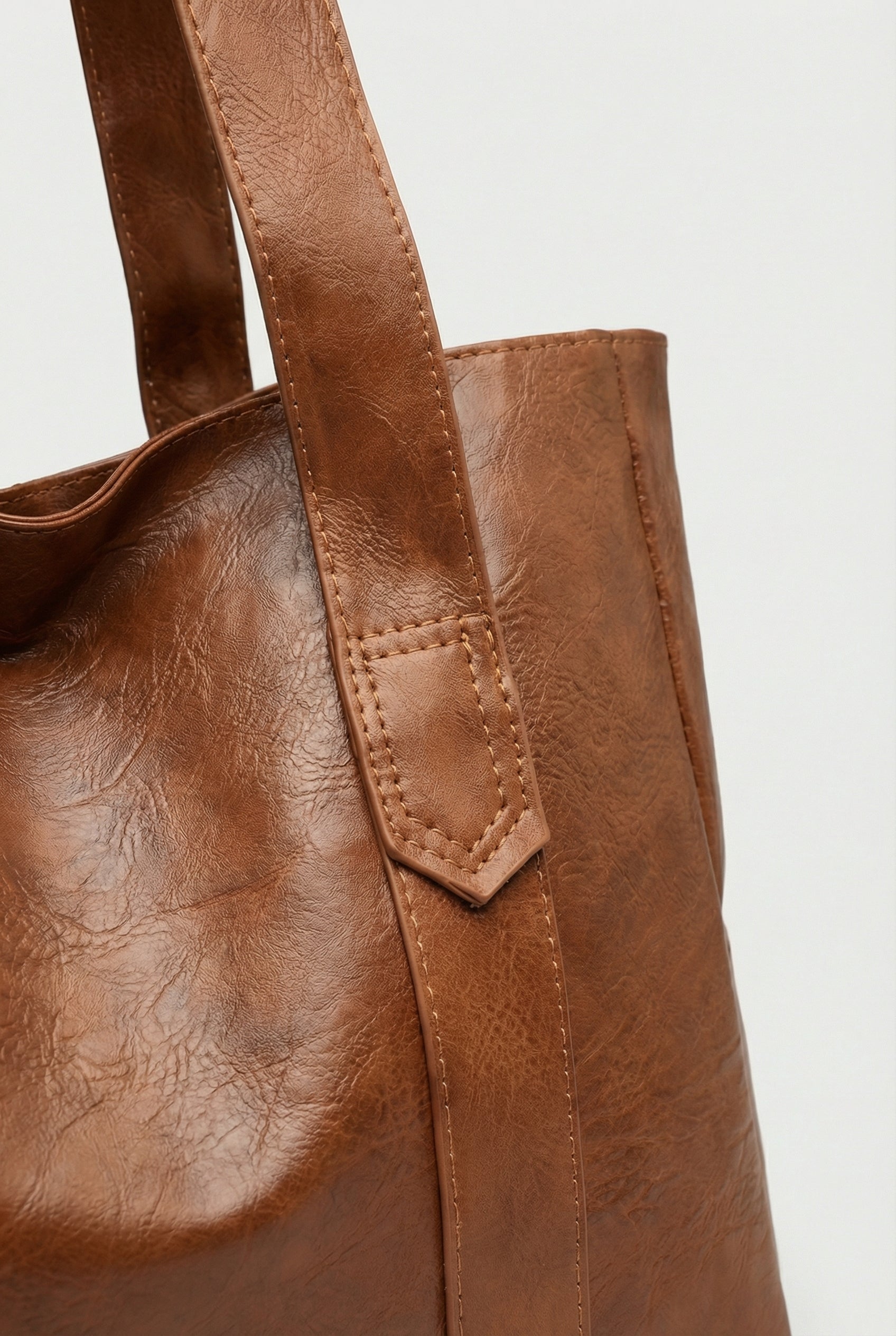 Bolso Tote Mujer Cuero Vegano Espacioso Diseño Abierto Correas Dobles 2