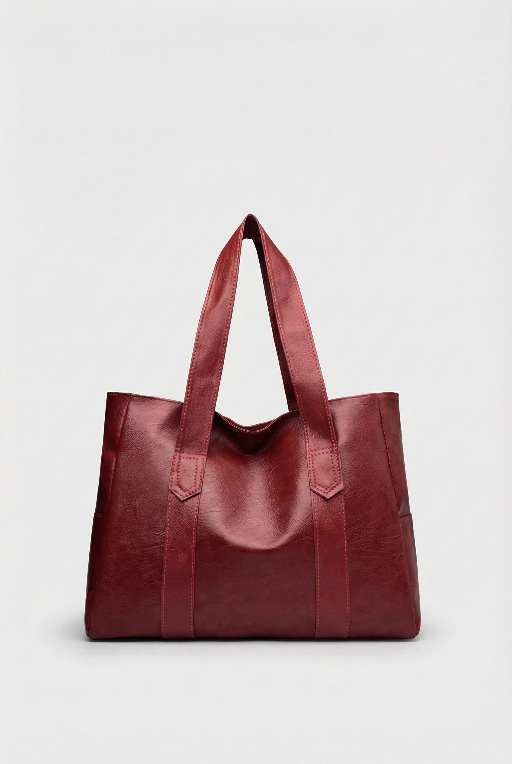 Bolso Tote Mujer Cuero Vegano Espacioso Diseño Abierto Correas Dobles 6