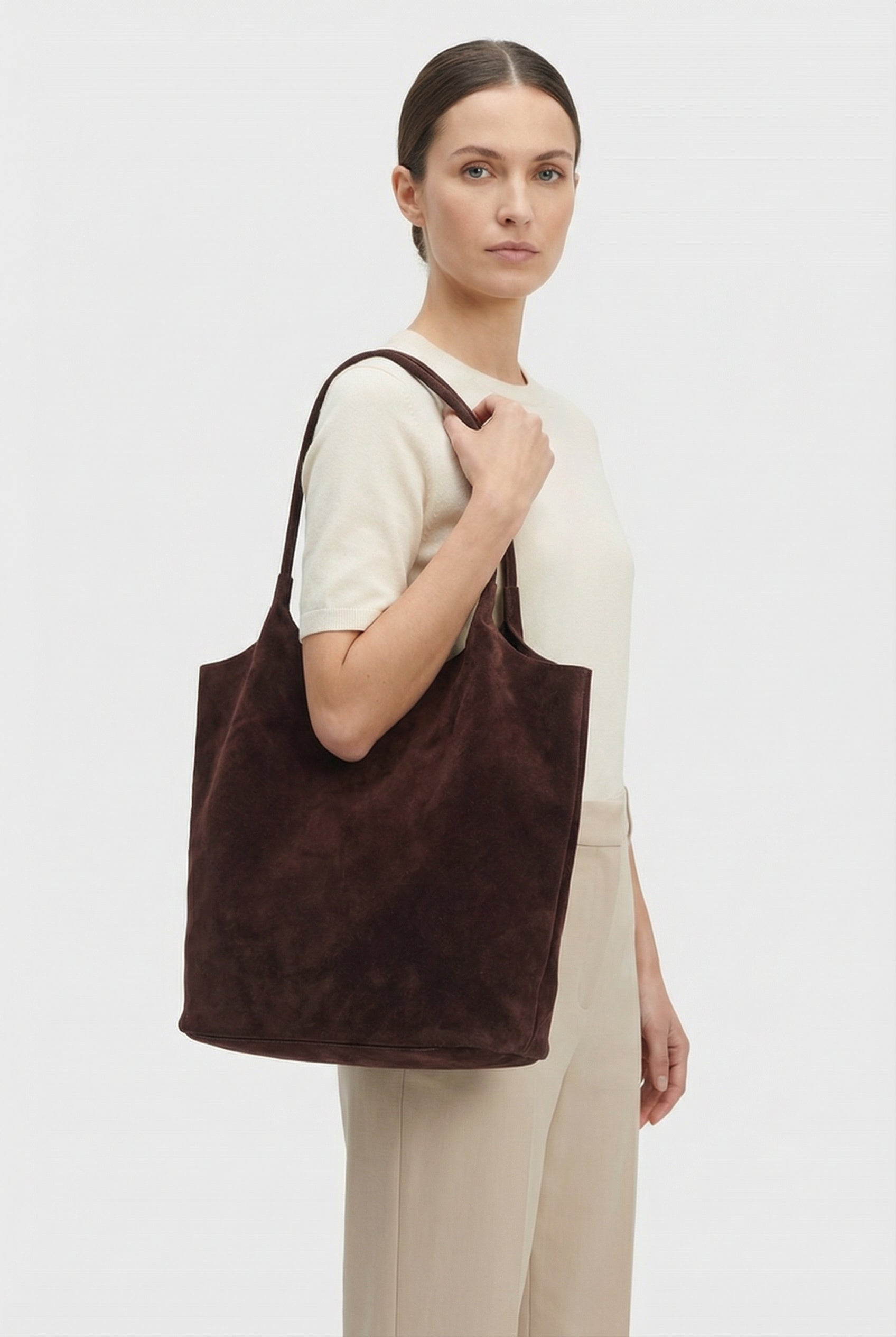 Bolso Tote Mujer Gamuza Sintética Diseño Espacioso con Asas Largas 4