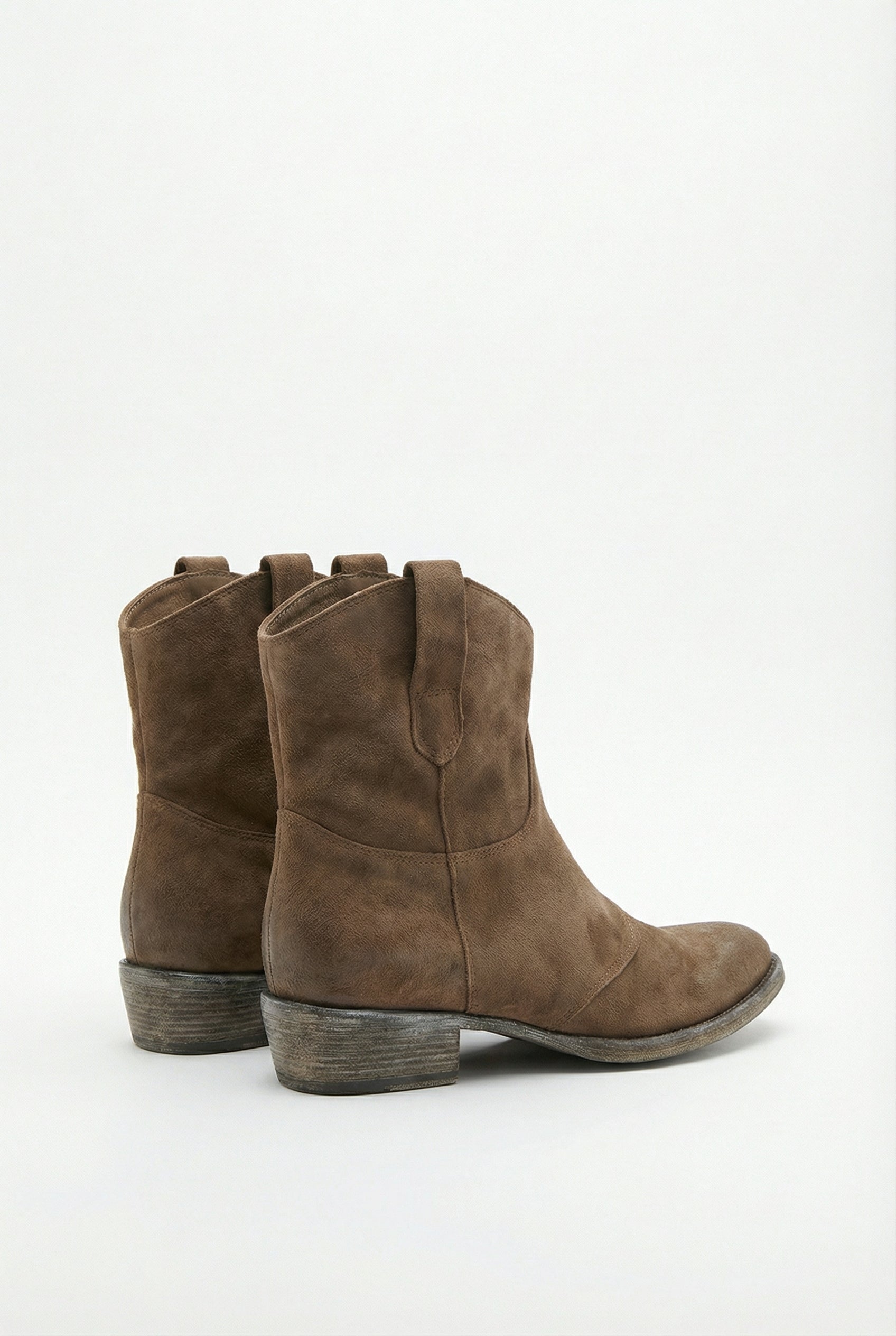 Botines Mujer Cuero Nobuck Estilo Western Con Tacón Bajo Y Suela Antideslizante 2