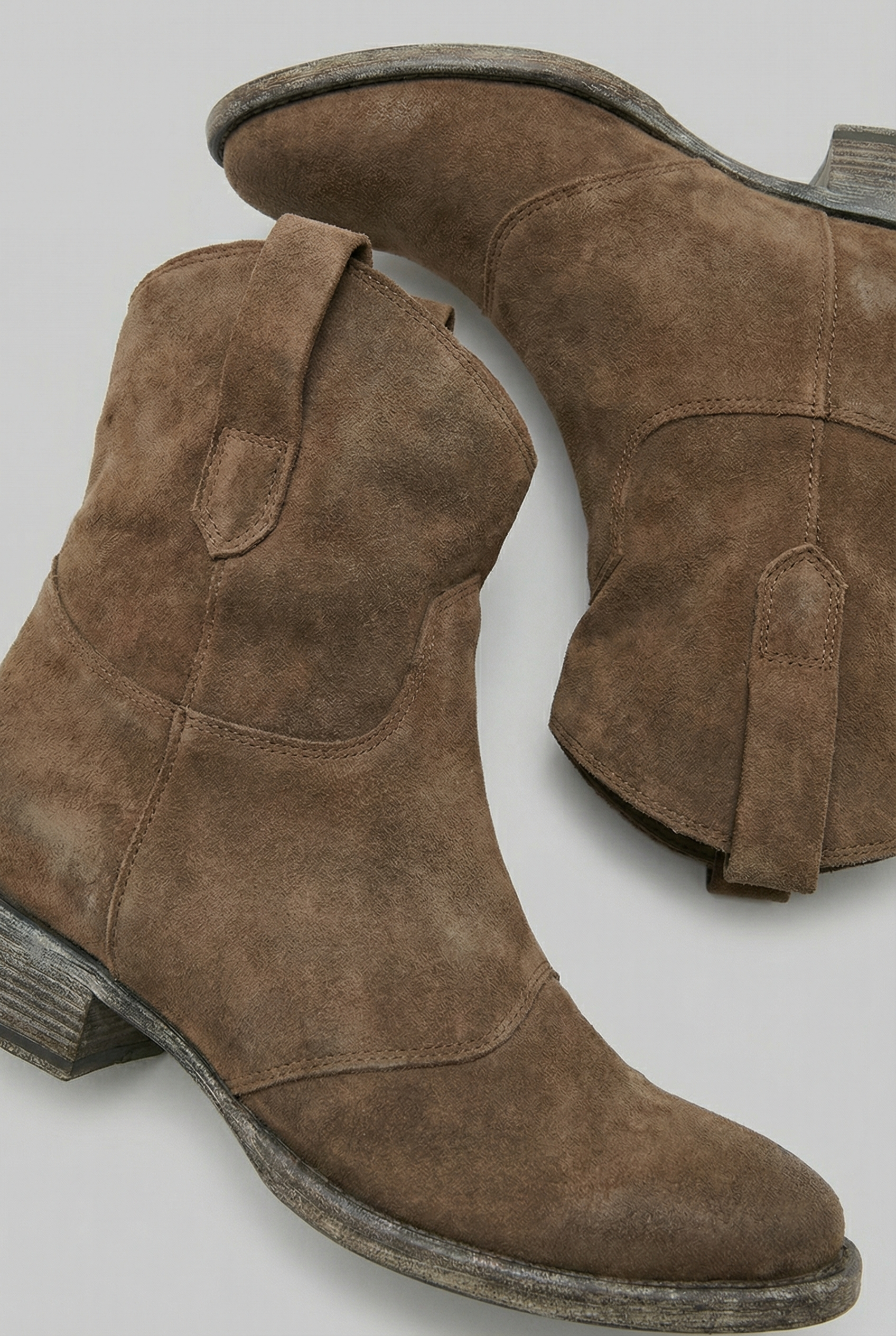 Botines Mujer Cuero Nobuck Estilo Western Con Tacón Bajo Y Suela Antideslizante 3