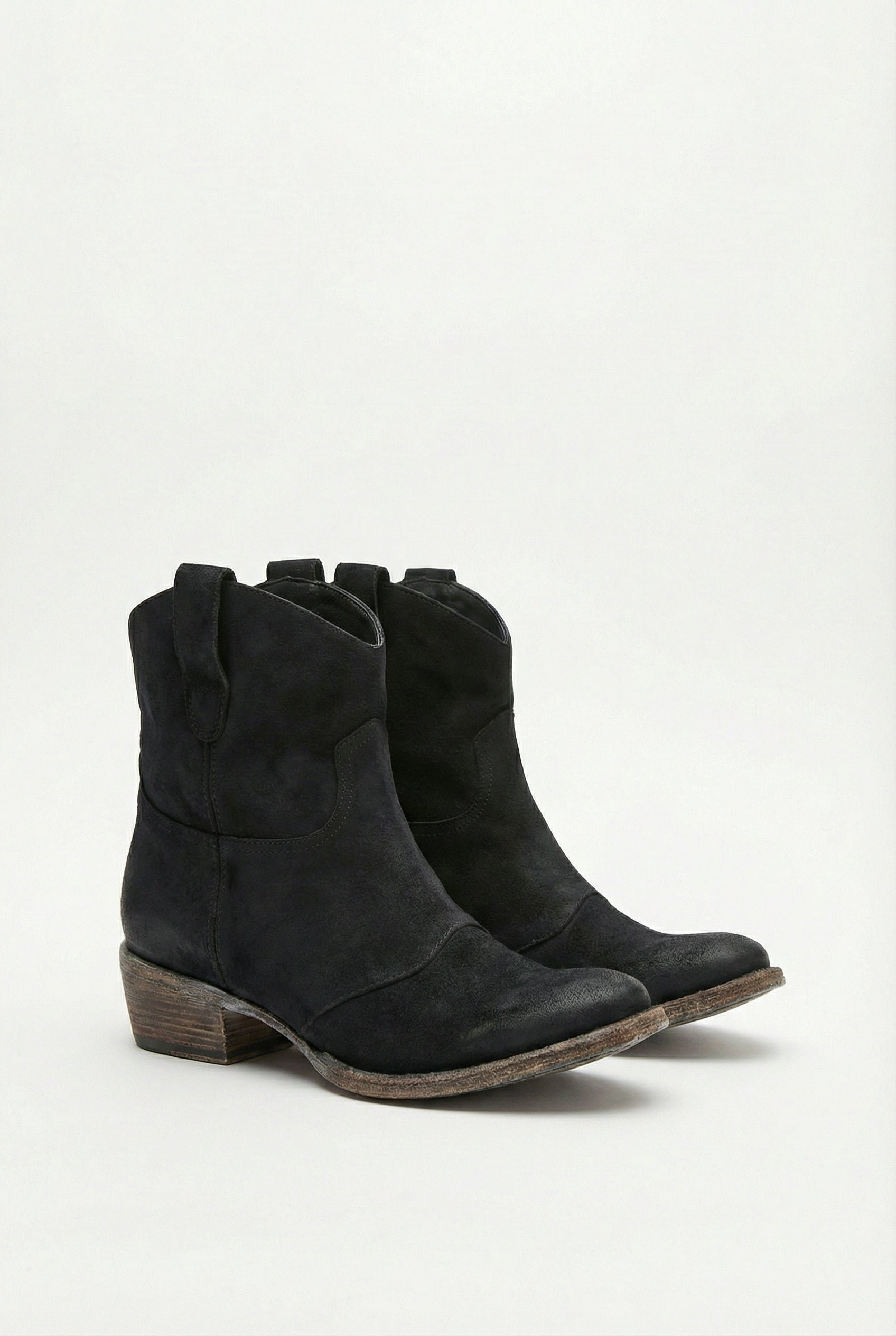 Botines Mujer Cuero Nobuck Estilo Western Con Tacón Bajo Y Suela Antideslizante 5