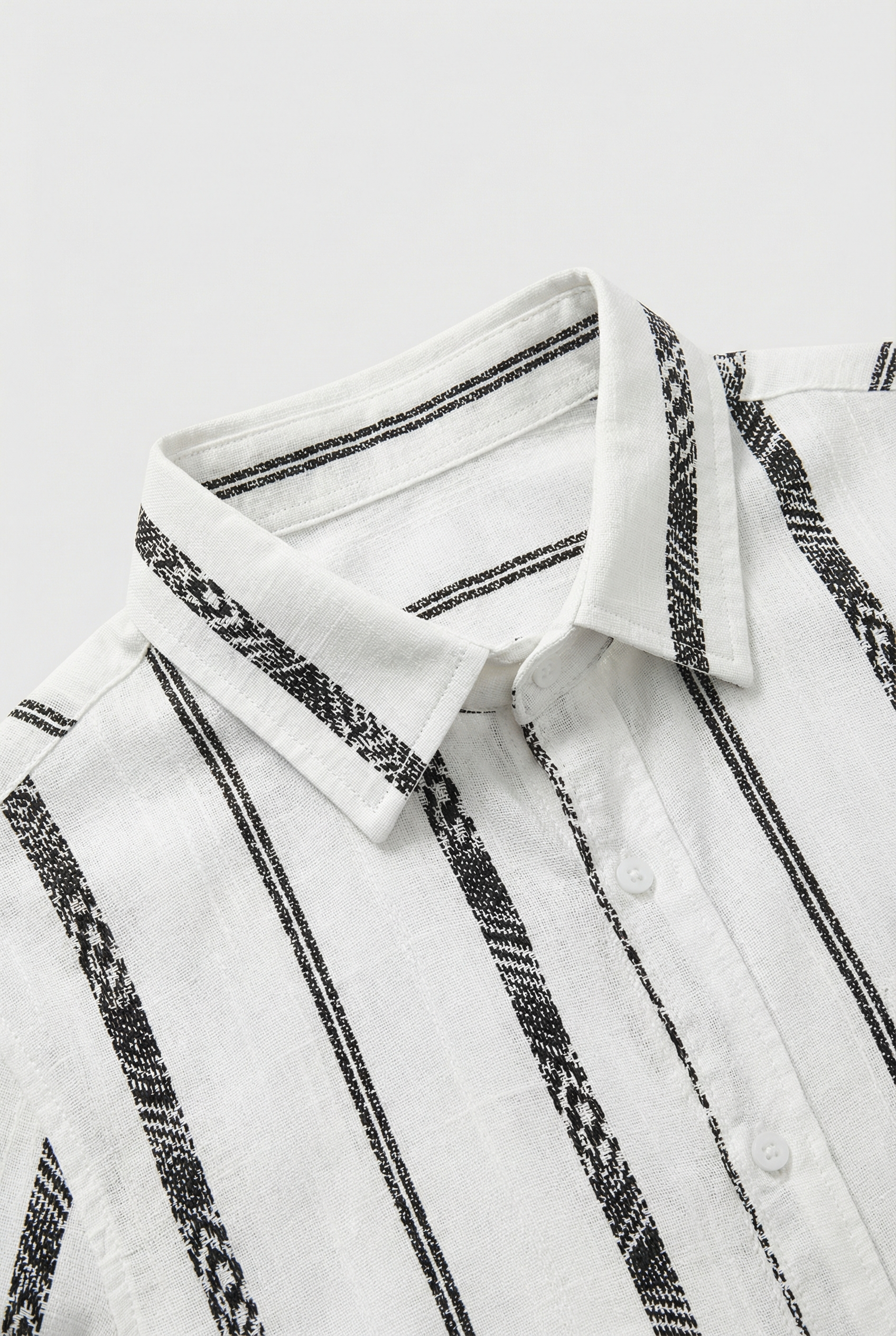 Camisa Hombre Algodón Rayas Verticales Ajuste Relajado Manga Corta 1