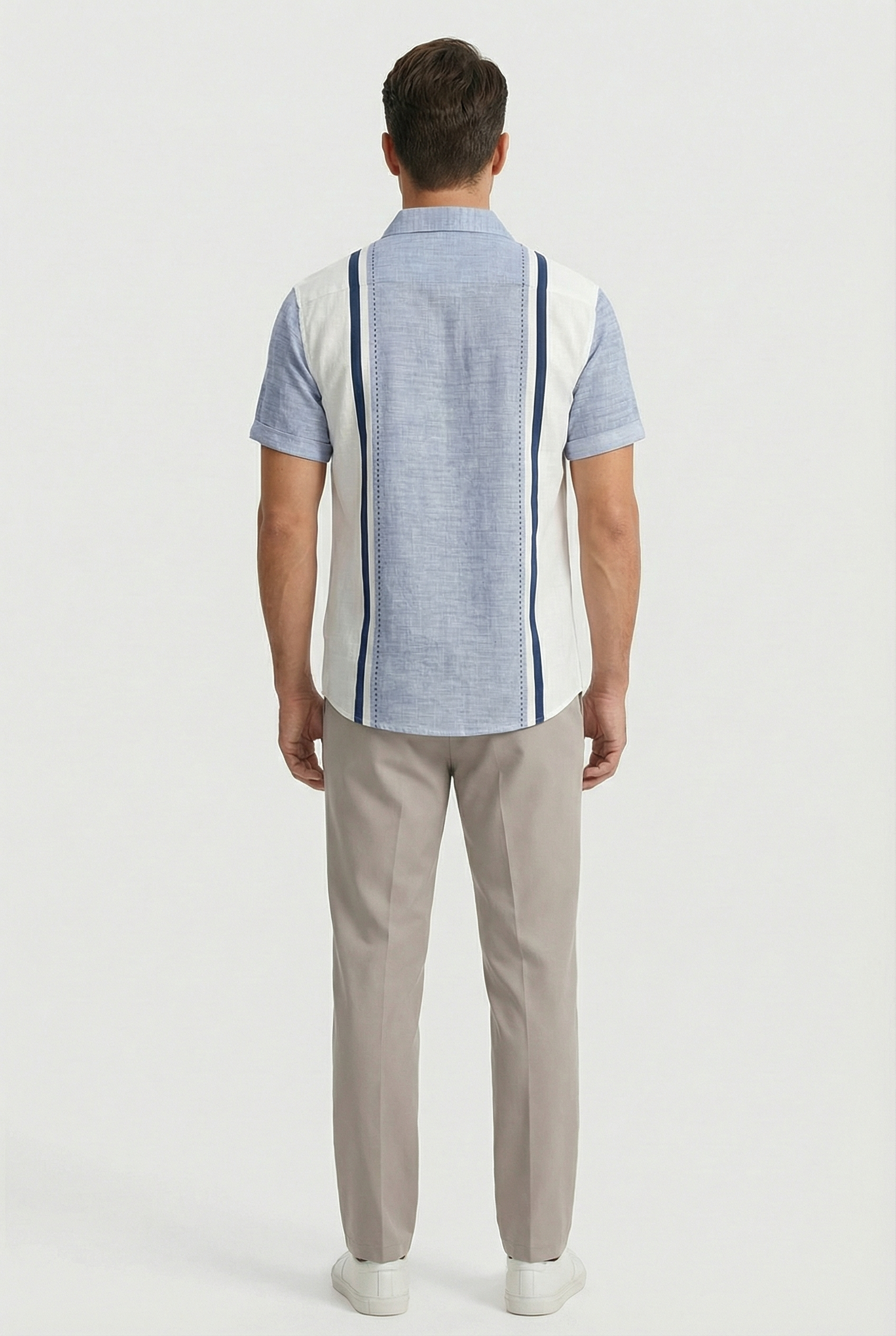Camisa Hombre Estampado a Cuadros Tela Cómoda Manga Corta Casual 3