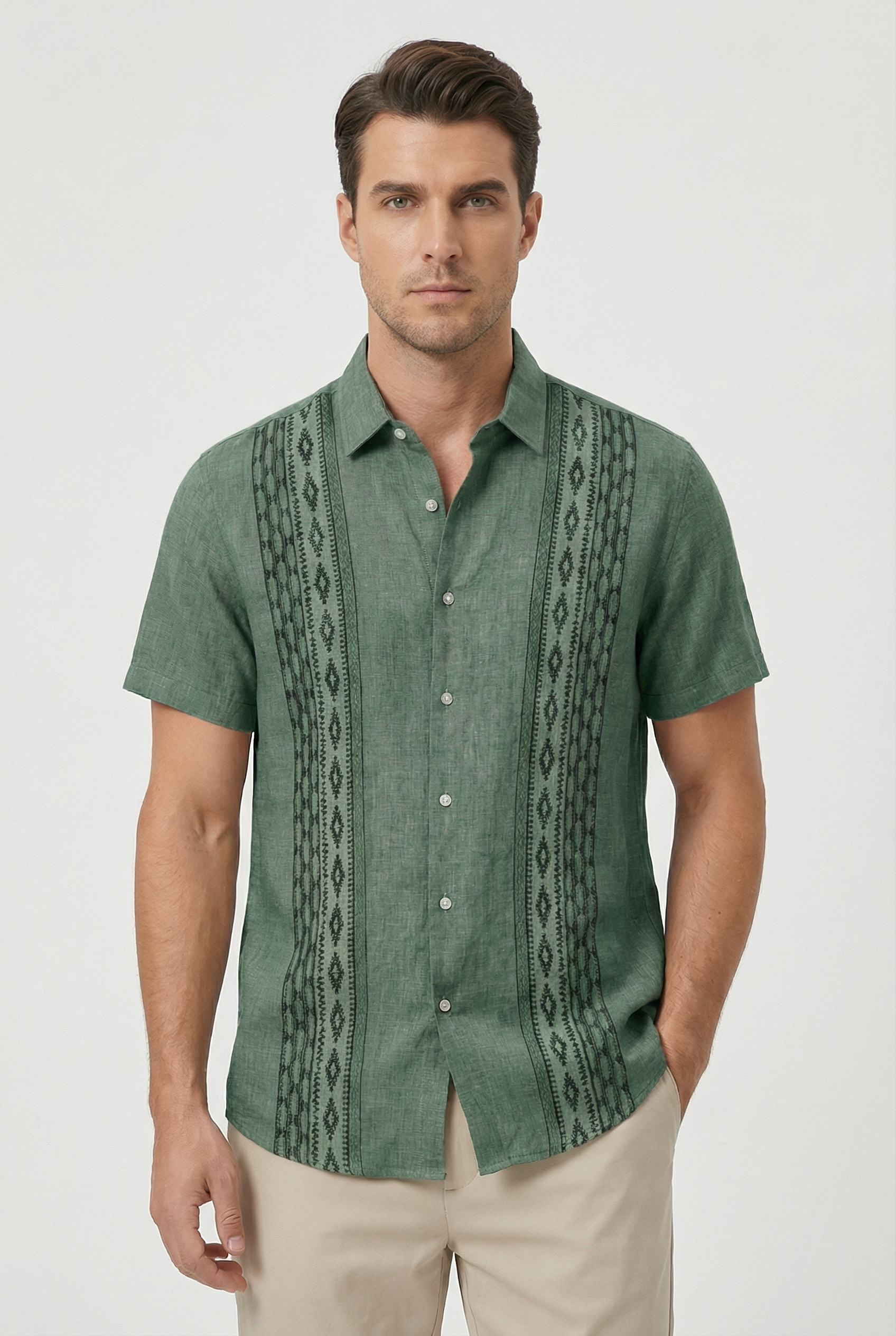 Camisa Hombre Poliéster Estampado Floral Manga Corta Casual Suelto 0