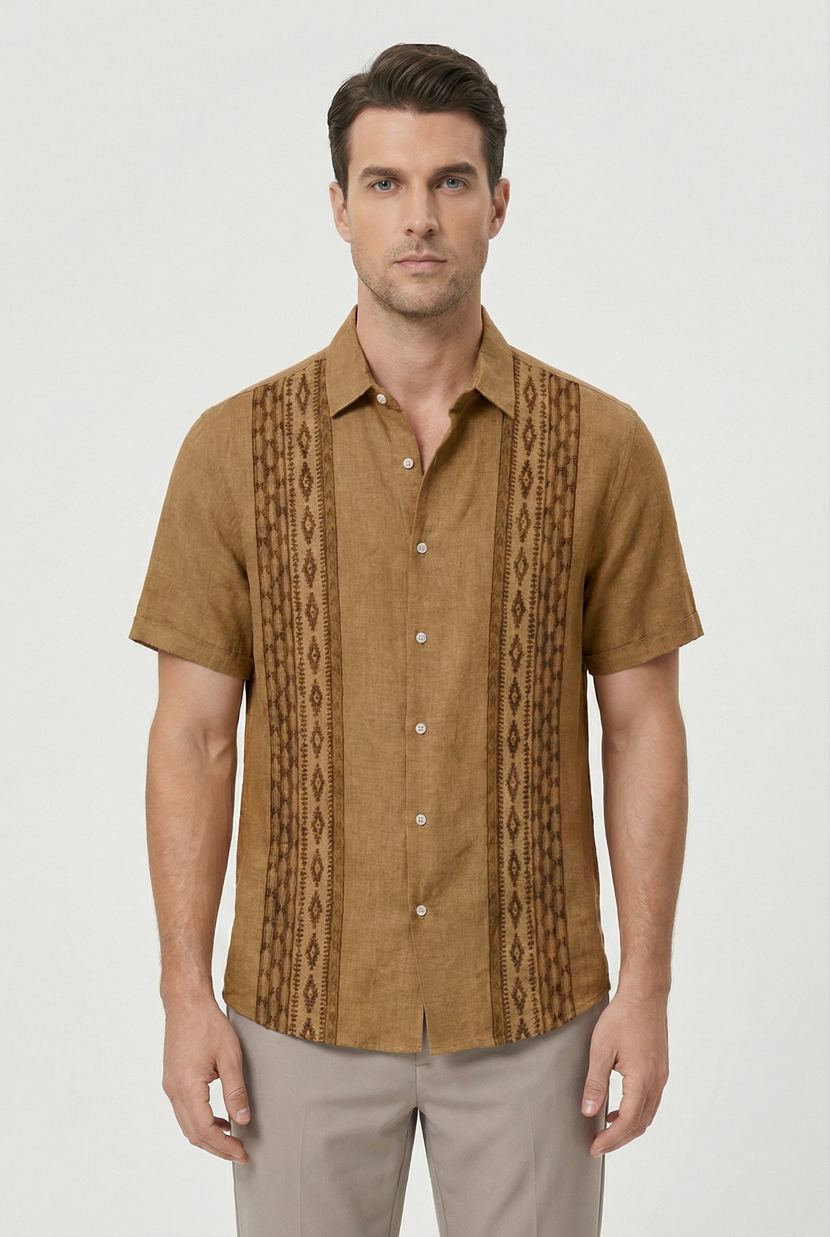 Camisa Hombre Poliéster Estampado Floral Manga Corta Casual Suelto 4
