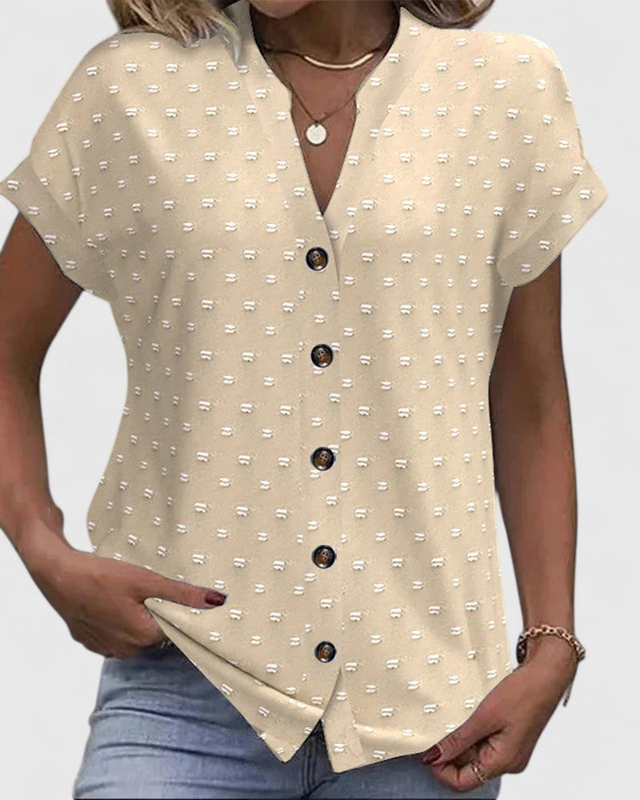 Camisa Mujer Ligera Cuello en V Ajuste Cómodo Casual 1