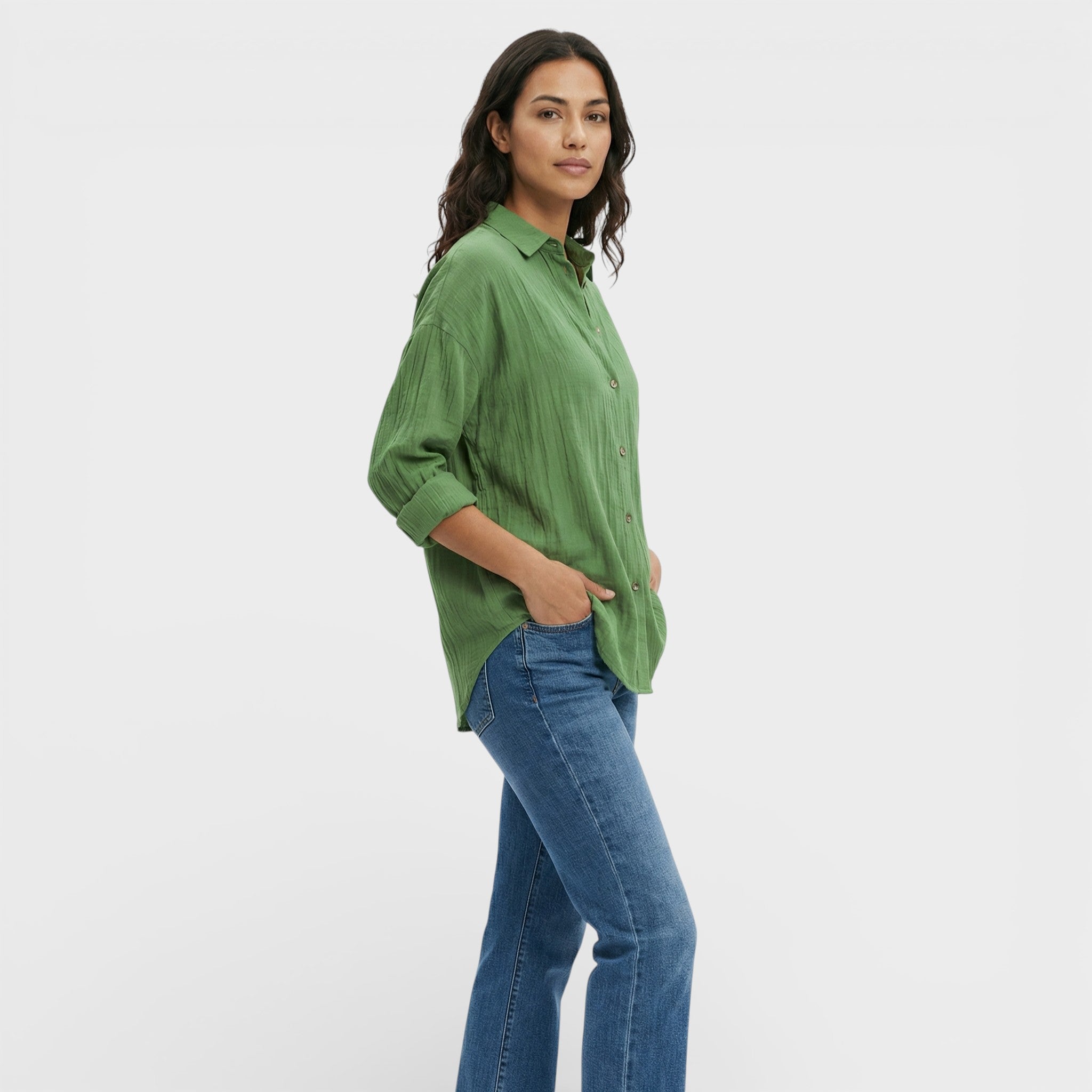 Camisa Mujer Ligera Plisada Manga Larga Transpirable para Oficina y Eventos 14