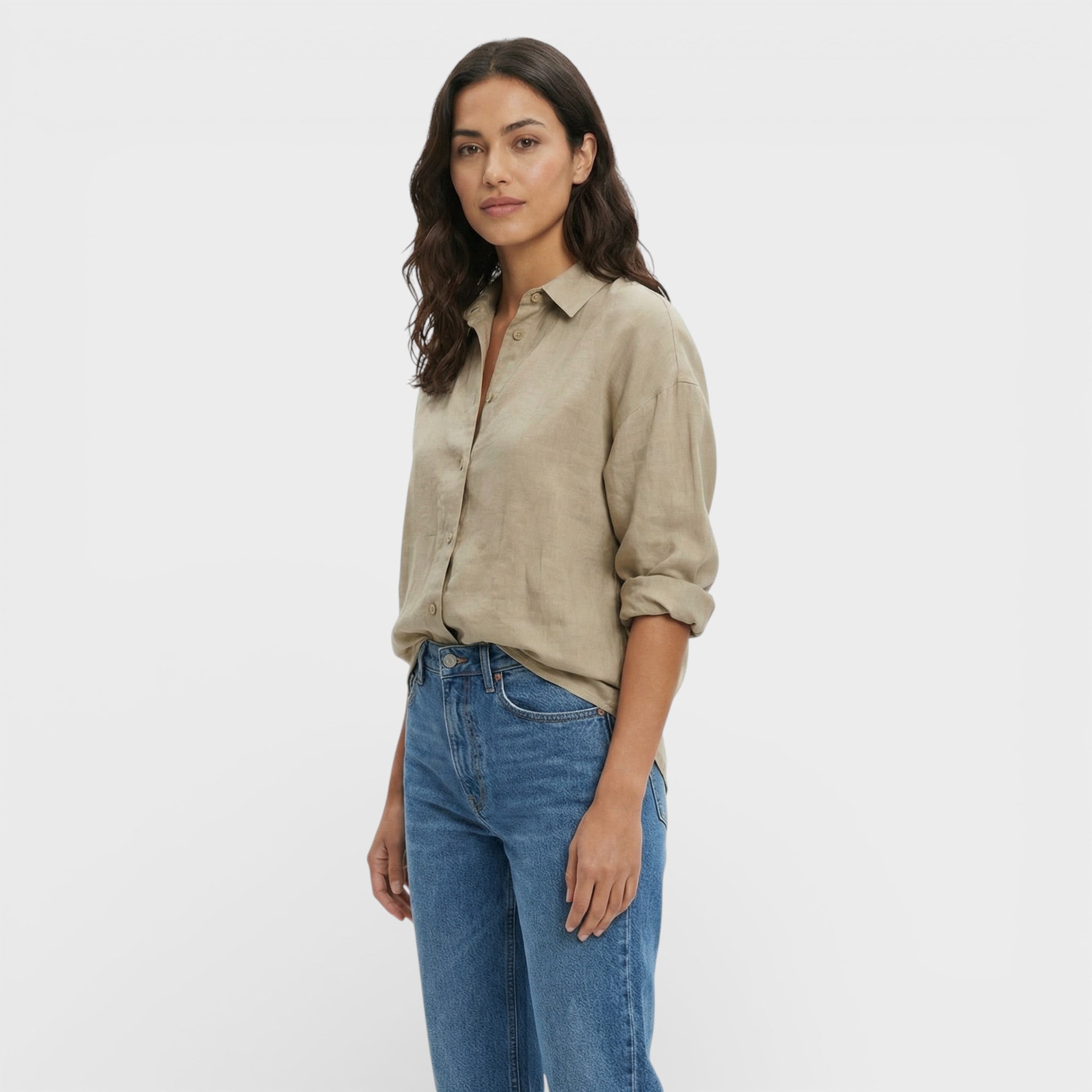 Camisa Mujer Ligera Plisada Manga Larga Transpirable para Oficina y Eventos 4