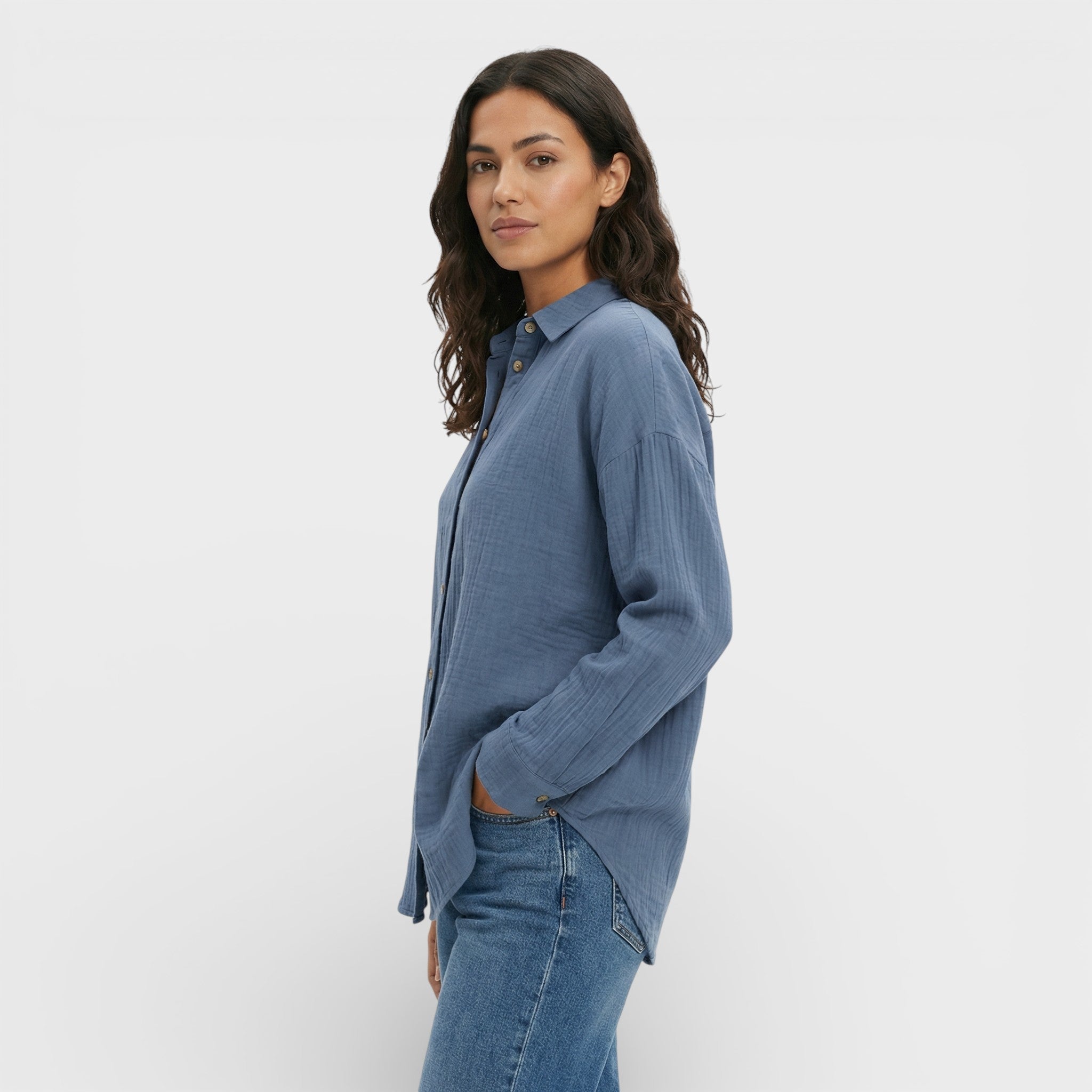 Camisa Mujer Ligera Plisada Manga Larga Transpirable para Oficina y Eventos 7