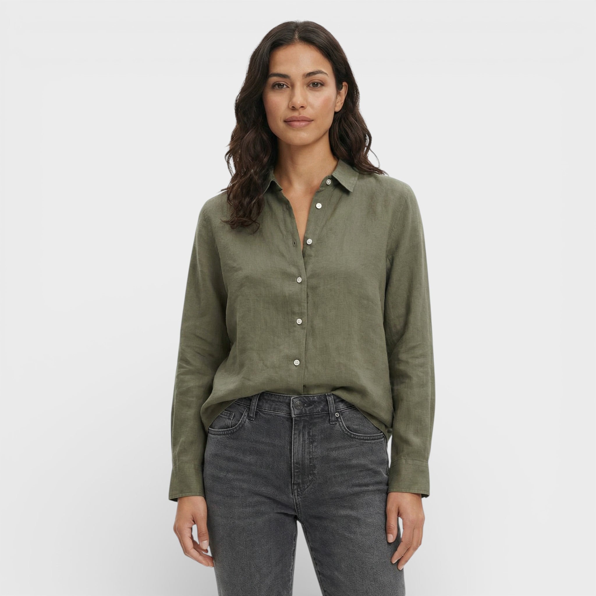 Camisa Mujer Lino Ligero Corte Holgado Diseño Clásico Ideal Para Uso Diario 2