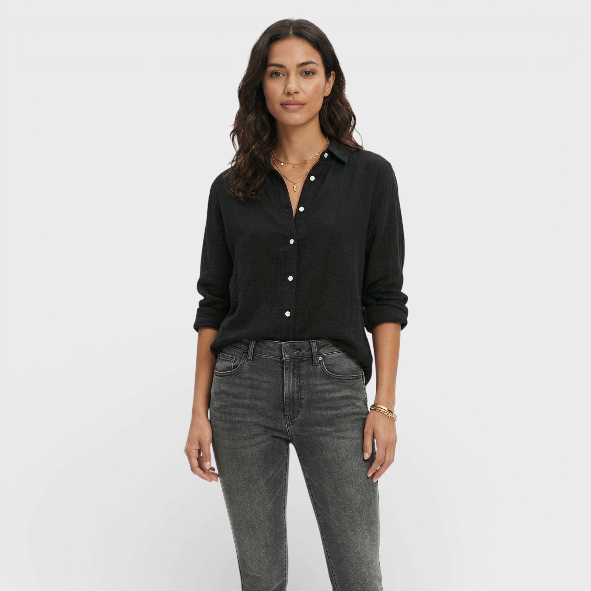Camisa Mujer Lino Ligero Corte Holgado Diseño Clásico Ideal Para Uso Diario 5