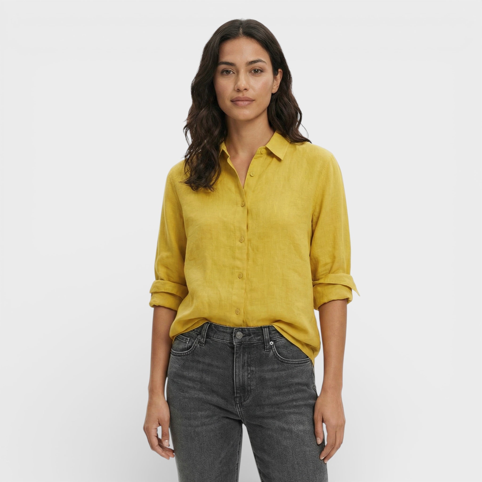 Camisa Mujer Lino Ligero Corte Holgado Diseño Clásico Ideal Para Uso Diario 6