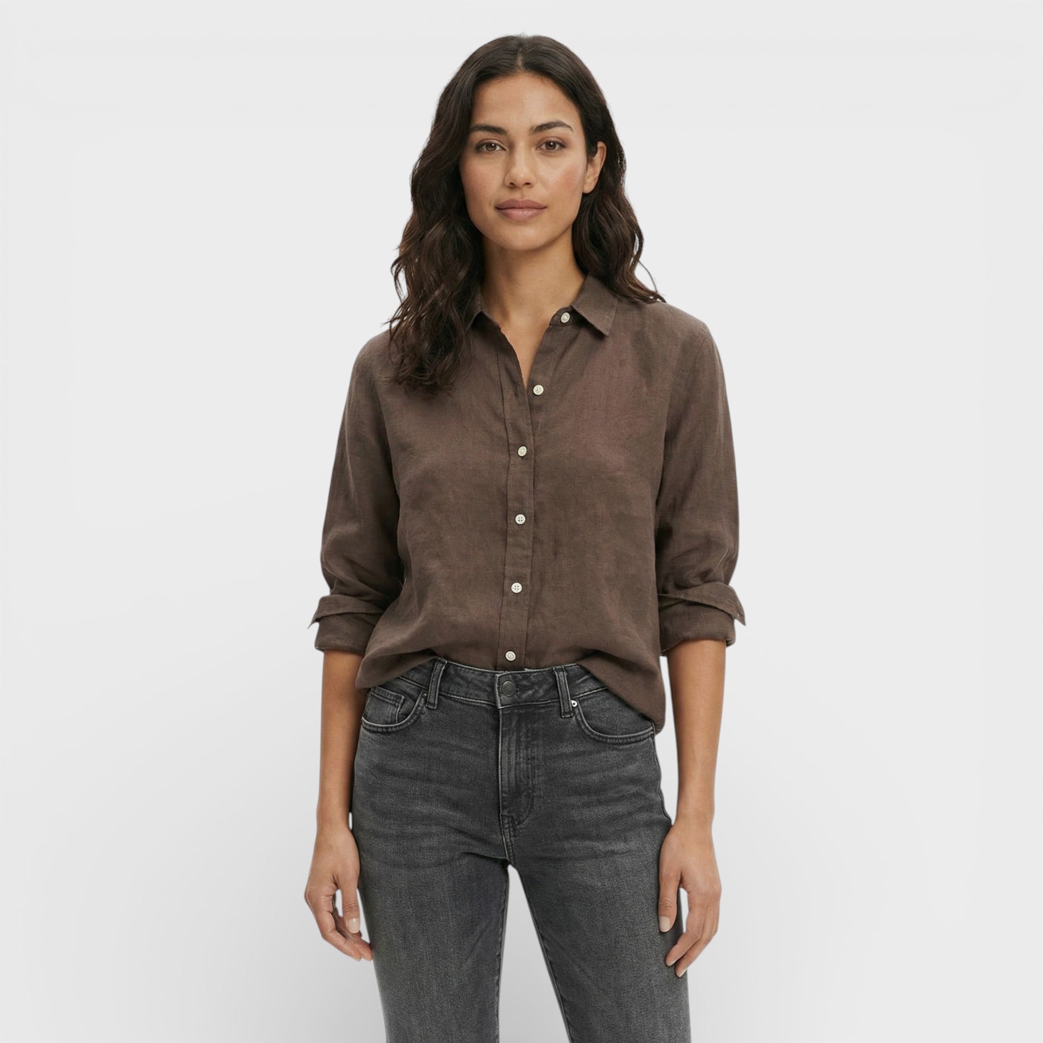 Camisa Mujer Lino Ligero Corte Holgado Diseño Clásico Ideal Para Uso Diario 9