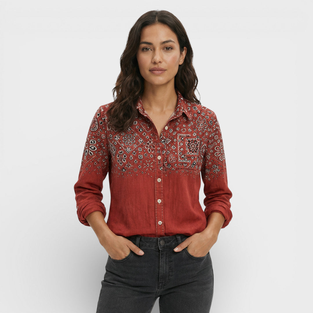 Camisa Mujer Tejido Ligero Cuello Clásico Cierre De Botones Larga 0