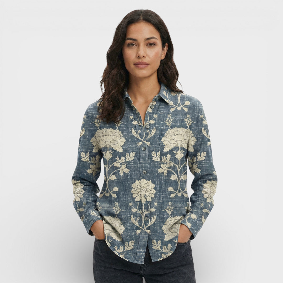 Camisa Mujer Tejido Ligero Cuello Clásico Cierre De Botones Larga 4
