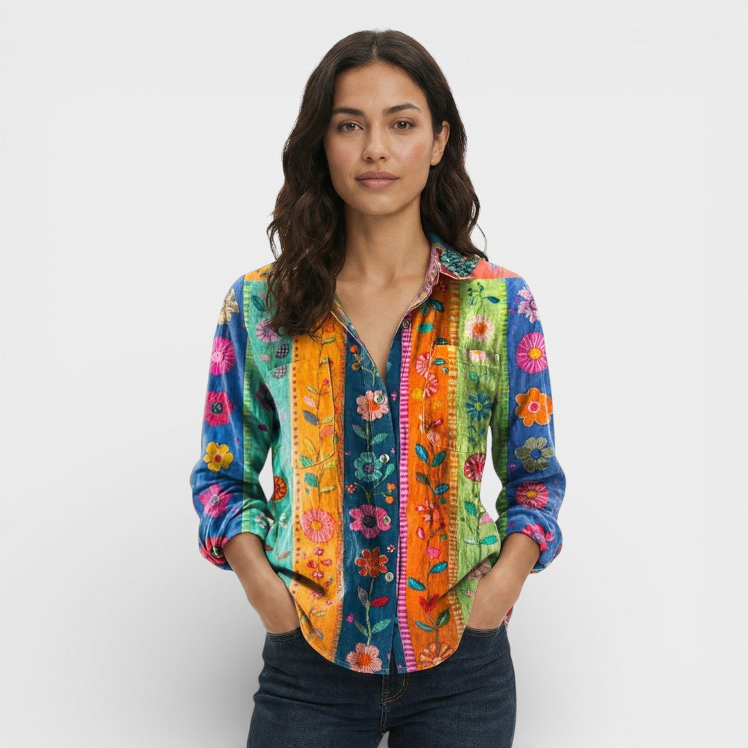 Camisa Mujer Tejido Ligero Cuello Clásico Cierre De Botones Larga 6