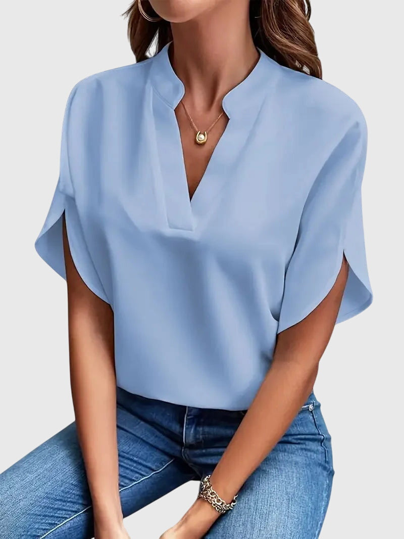 Camisa Mujer Viscosa Cuello en V Ajuste Relajado Elegante para Uso Diario 4