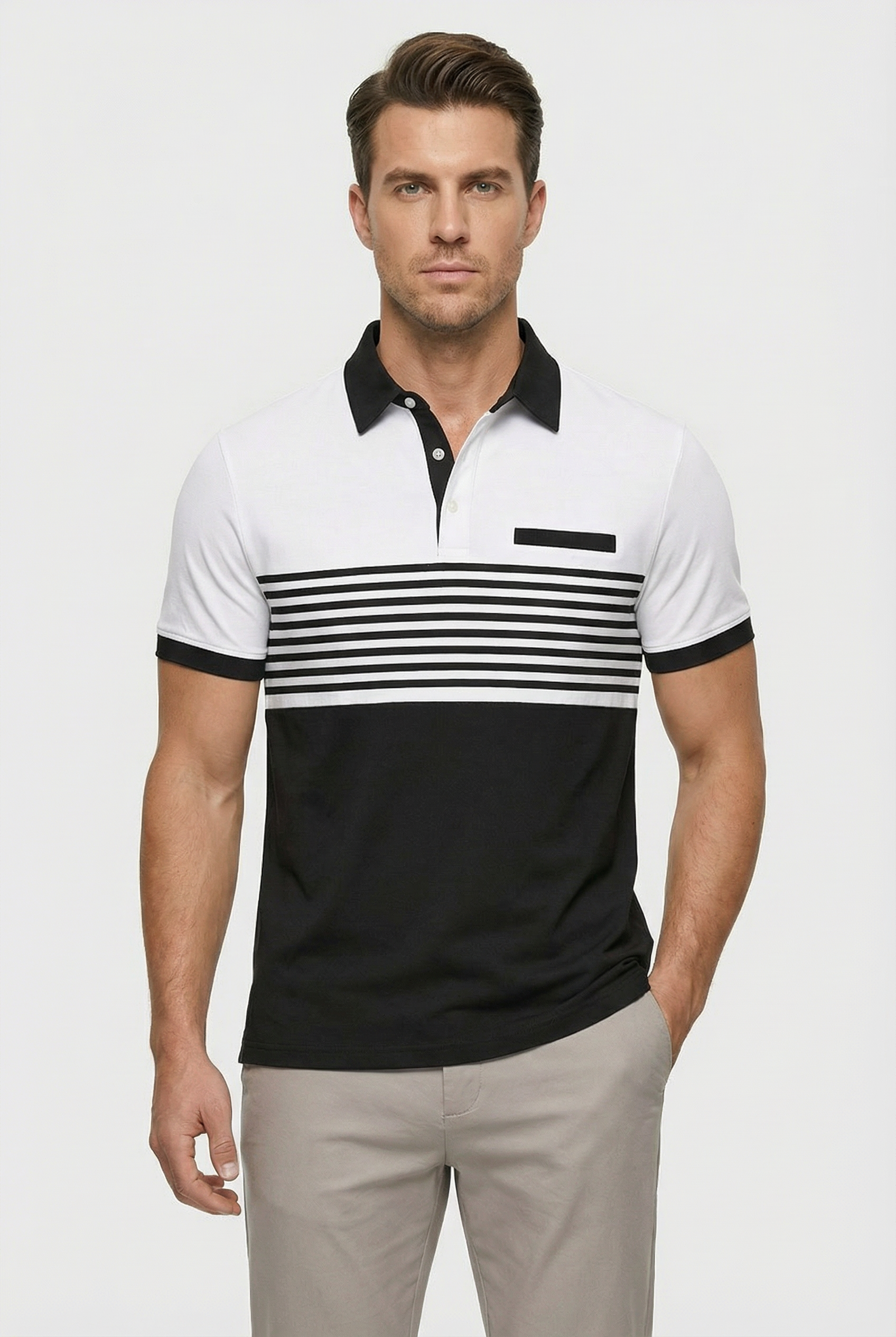 Camisa Polo Hombre Poliéster Transpirable Diseño Clásico Manga Corta 6