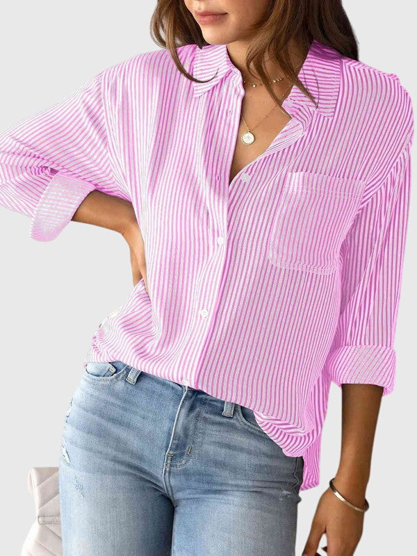 Camisa de Mujer Algodón Casual con Diseño de Rayas para Oficina y Uso Diario 6