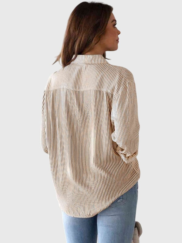 Camisa de Mujer Algodón Casual con Diseño de Rayas para Oficina y Uso Diario 7